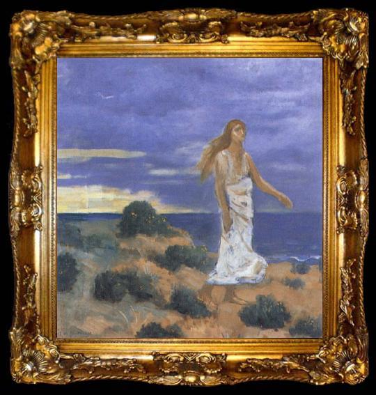 framed  Pierre Puvis de Chavannes Woman on the Beach, ta009-2